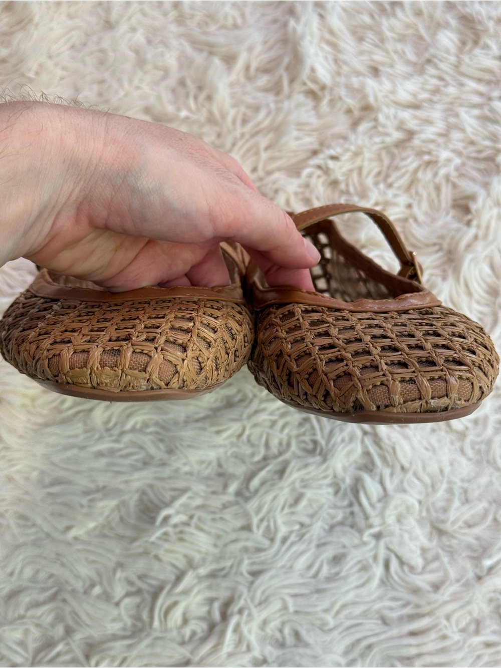 Tillus Woven Mesh Mary Jane Flats Brown Square Toe Shoes Women’s Size 10 - Picture 3 of 8